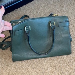 Green hand bag and cross over bag